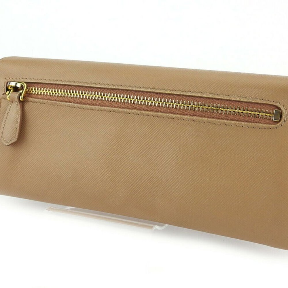 PRADA Purse Ribbon Motif Beige Leather Auth USED G152 - Picture 2 of 8